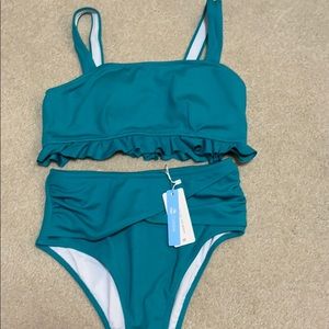 Cupshe Teal Bikini Set